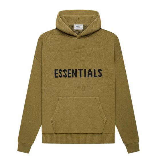 (XS) NWT $250 Fear of God Essentials Knit Pullover Hoodie in Amber - Picture 1 of 6